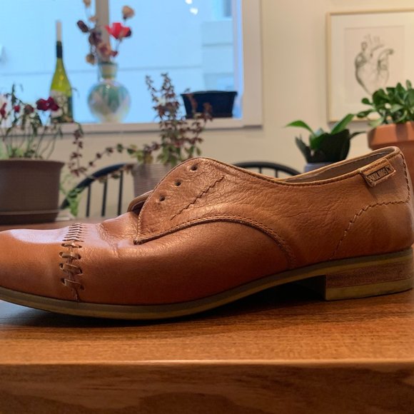 PIKOLINOS Cognac Tan Leather Oxford Shoes - Picture 1 of 7